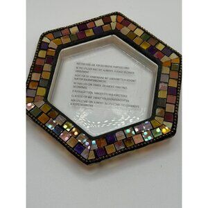 PartyLite Global Fusion Decorative Tray Replacement 5” Mosaic Glass multi colour